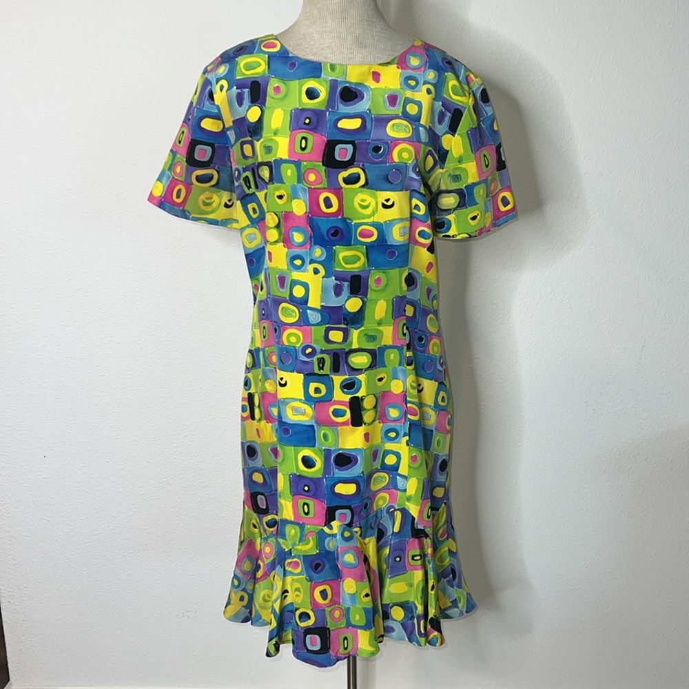 Scaasi Vintage Abstract Silk Dress